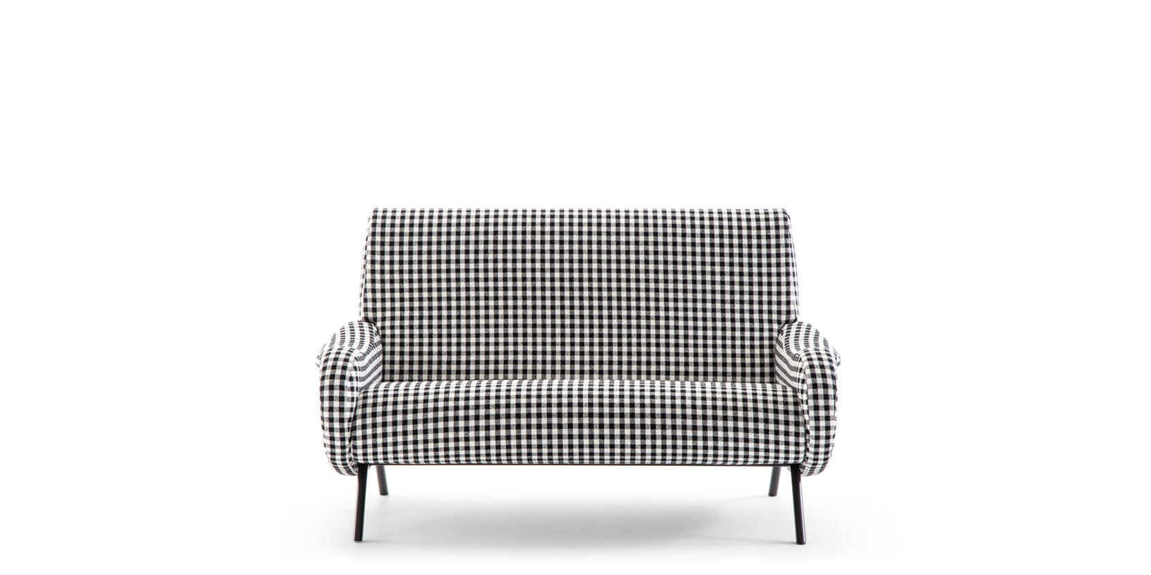 Lady - 2-seater fabric sofa with steel base.