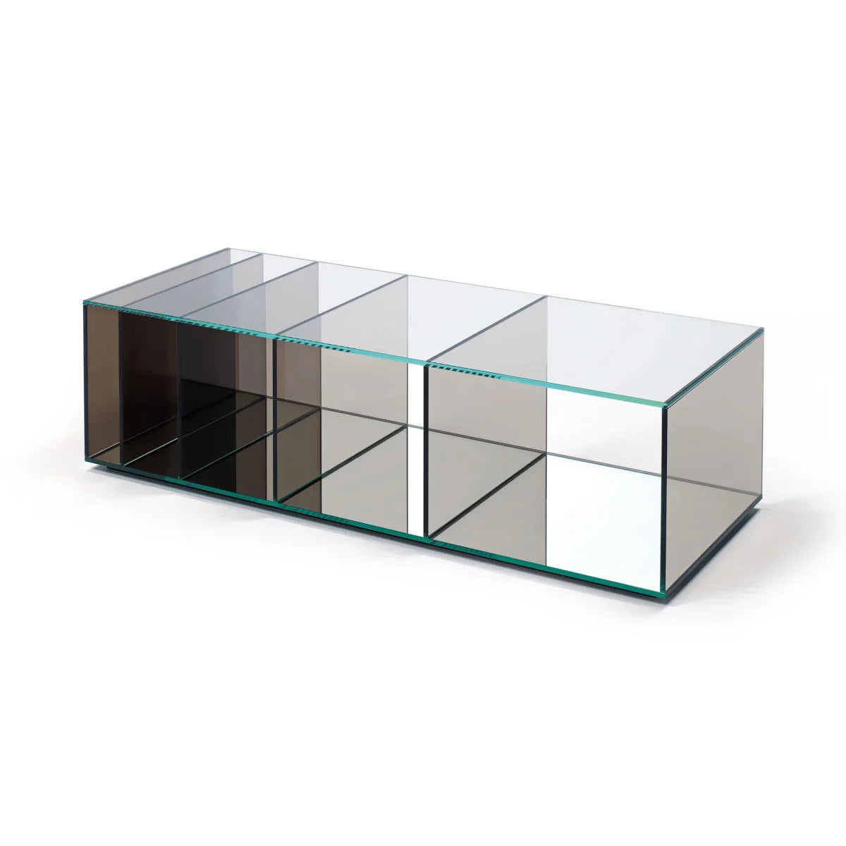 DEEP SEA - Rectangular crystal coffee table with storage space.