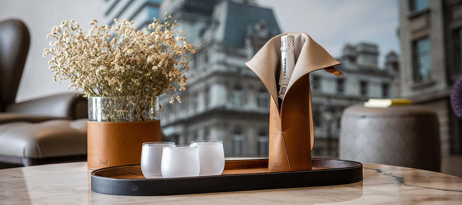 Poltrona Frau Wine Bag Leather Bottle Rack