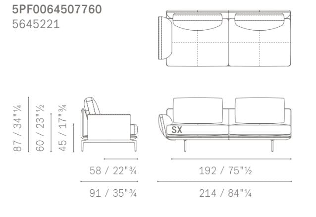 GET BACK - Sectional leather and fabric sofa - composition 1.