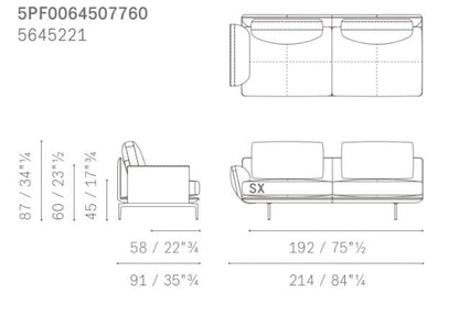 GET BACK - Sectional leather and fabric sofa - composition 1.