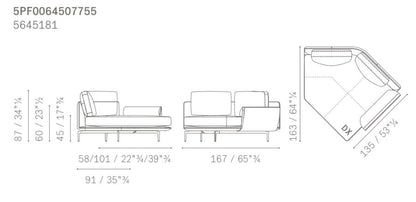 GET BACK - Sectional leather and fabric sofa - composition 1.