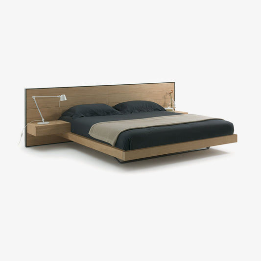 RIALTO - Wood veneer bed with integrated nightstands.