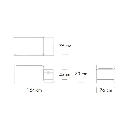 S 285/1 - Rectangular writing desk with drawers (Frame - Chrome-plated).