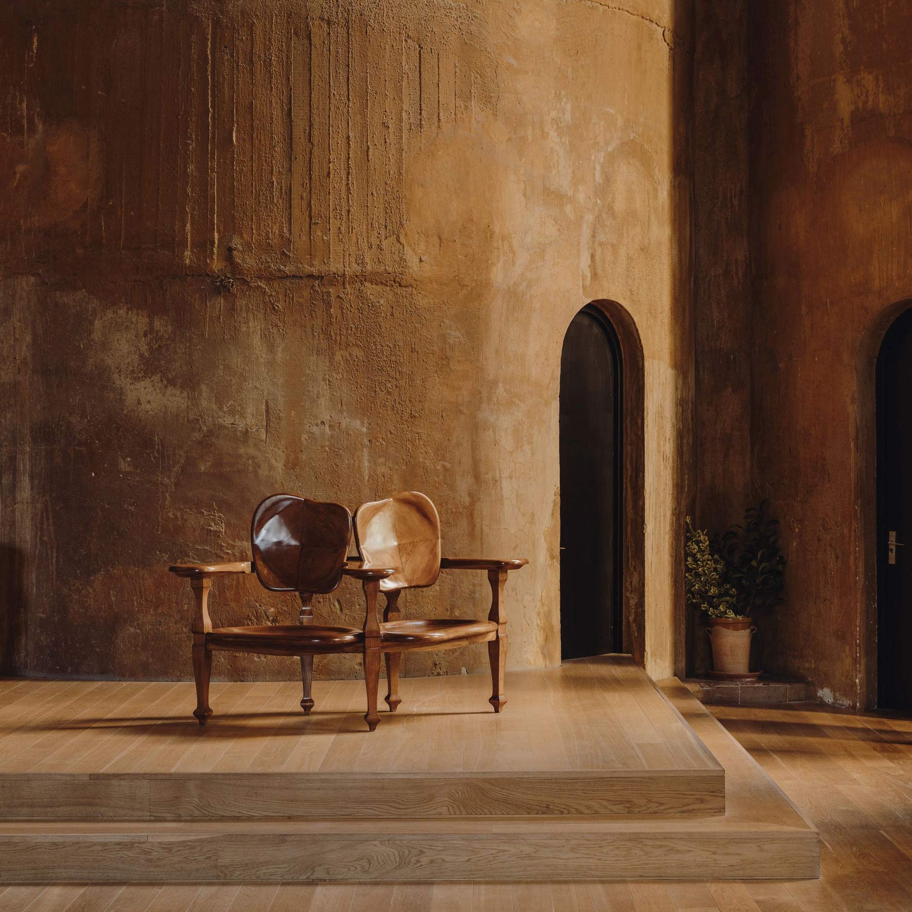 Solid Wood Bench With Back Batlló by Bd Barcelona Design