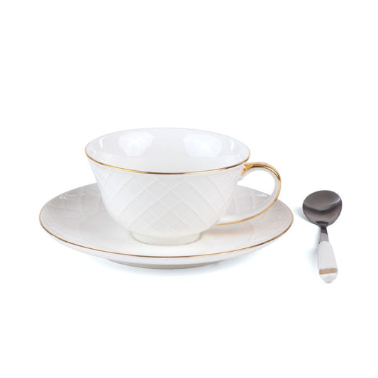 Tarin Giunone - Porcelain Tea cup with saucer and teaspoon