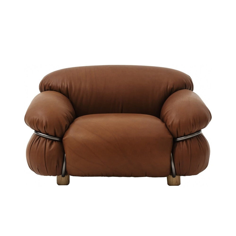SESANN - Leather armchair with armrests.