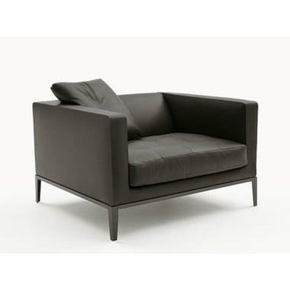 SIMPLICITER - Upholstered leather armchair with armrests