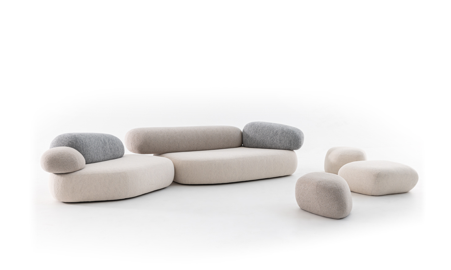 PEBBLE RUBBLE - Sectional modular sofa.