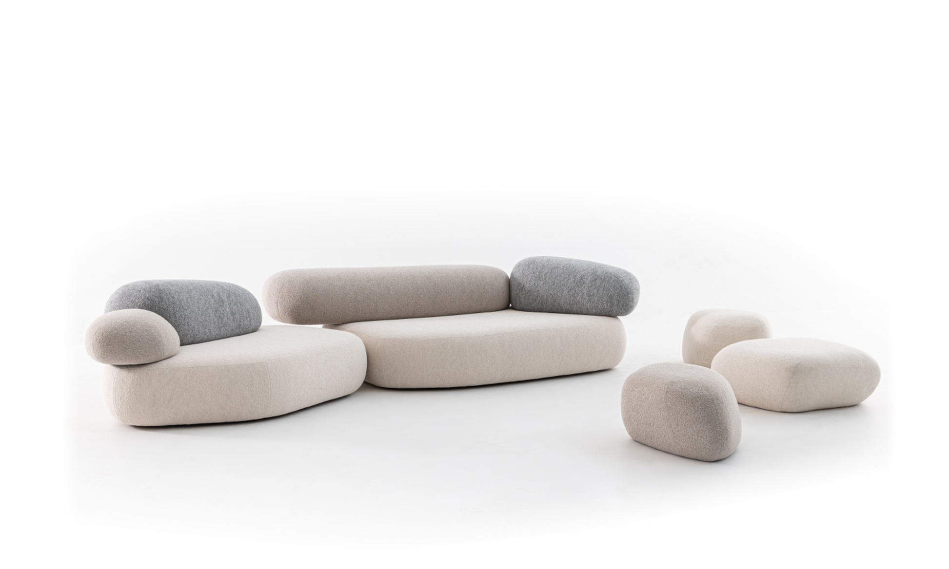 PEBBLE RUBBLE - Sectional modular sofa.