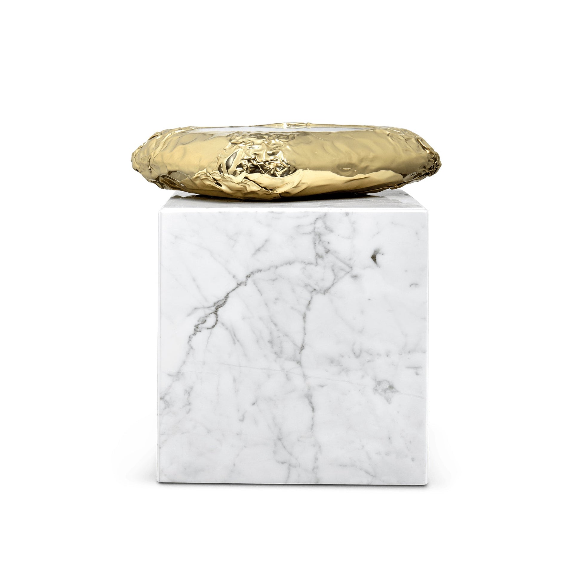 STONEHENGE - Square Carrara marble coffee table.