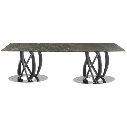 INFINITY - Rectangular Table with 2 Base (Glass)