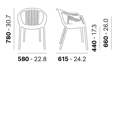TATAMI 306 - Stackable polypropylene garden chair with armrests by Pedrali