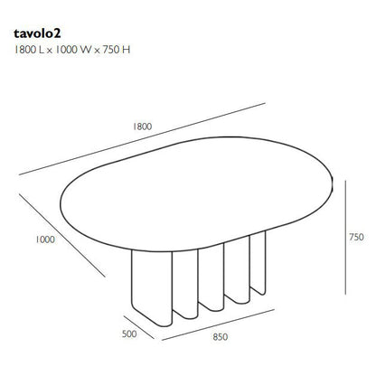 TAVOLO2 - Oval glass and aluminium dining table.