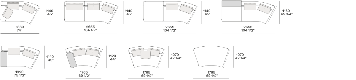 BRERA Terminale Inclinato - Poliform Technical Drawing