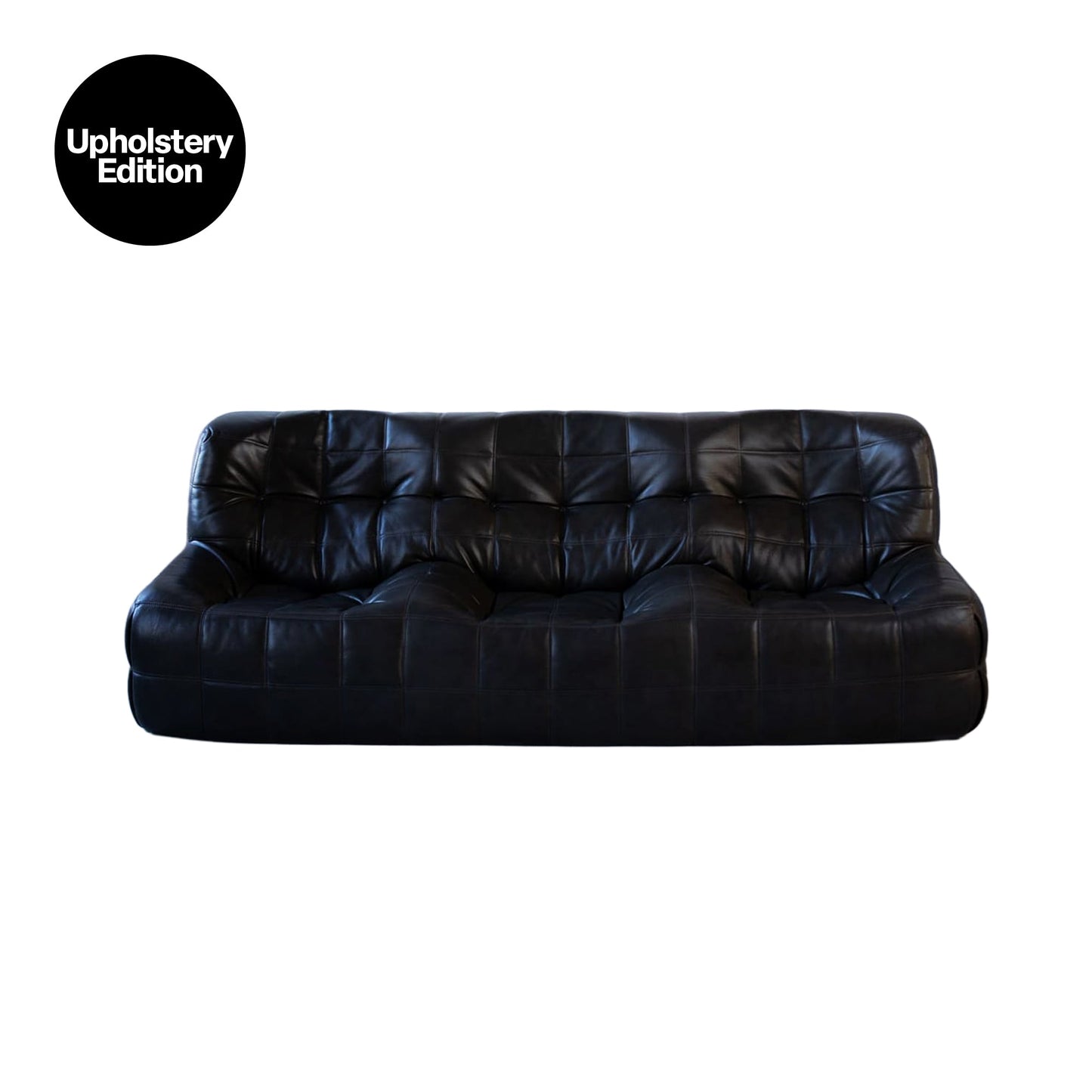 [Vintage/In-Store Immediate Shipping] (UPHOLSTERY EDITION) Kashima Sofa | Vintage Black Leather Kashima 3-Seat Sofa