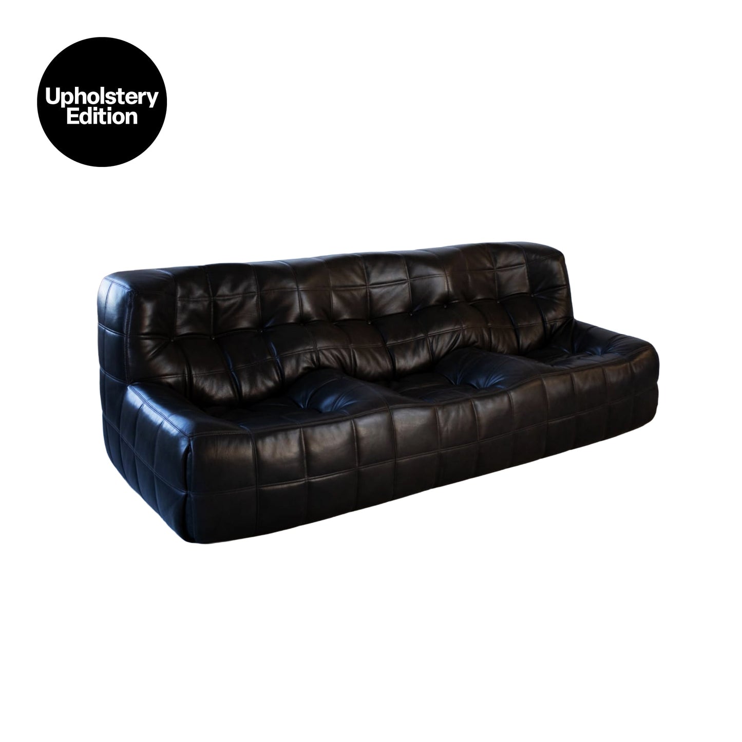 [Vintage/In-Store Immediate Shipping] (UPHOLSTERY EDITION) Kashima Sofa | Vintage Black Leather Kashima 3-Seat Sofa