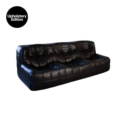 [Vintage/In-Store Immediate Shipping] (UPHOLSTERY EDITION) Kashima Sofa | Vintage Black Leather Kashima 3-Seat Sofa