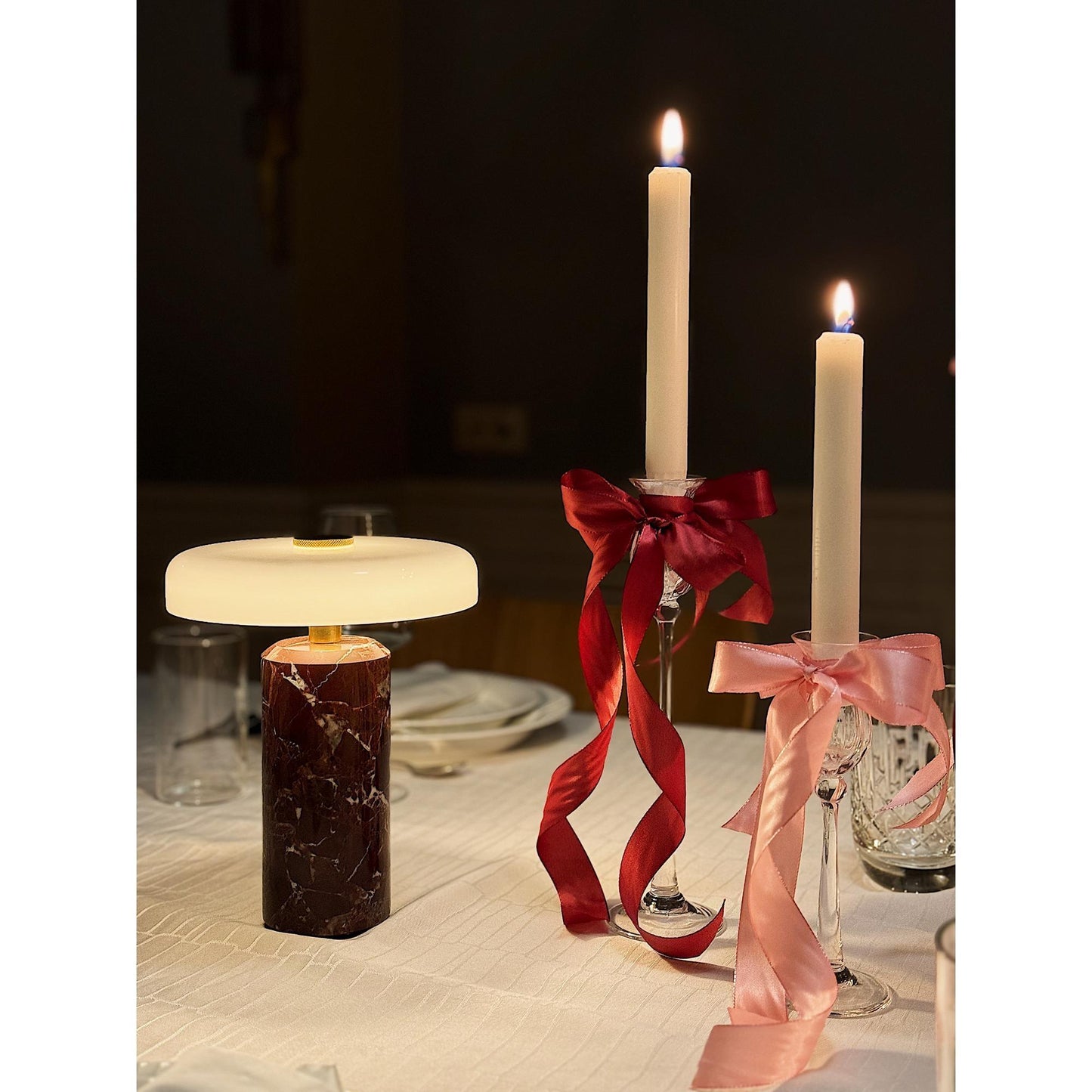 Design By Us Trip Portable Lamp Carrara Marble/Glossy Opal