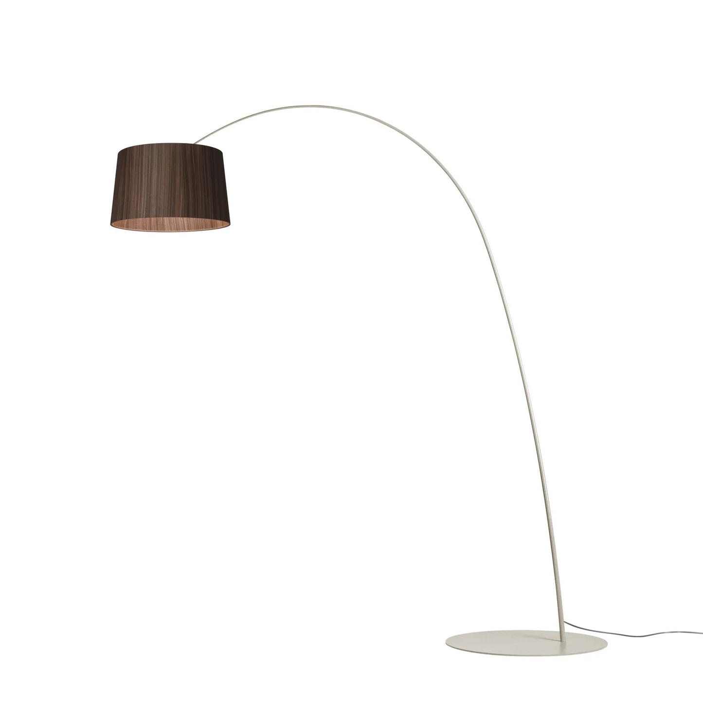 TWIGGY WOOD - LED arc floor lamp with metal base and oak lampshade.