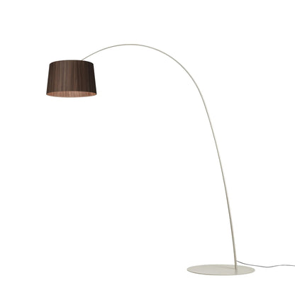 TWIGGY WOOD - LED arc floor lamp with metal base and oak lampshade.