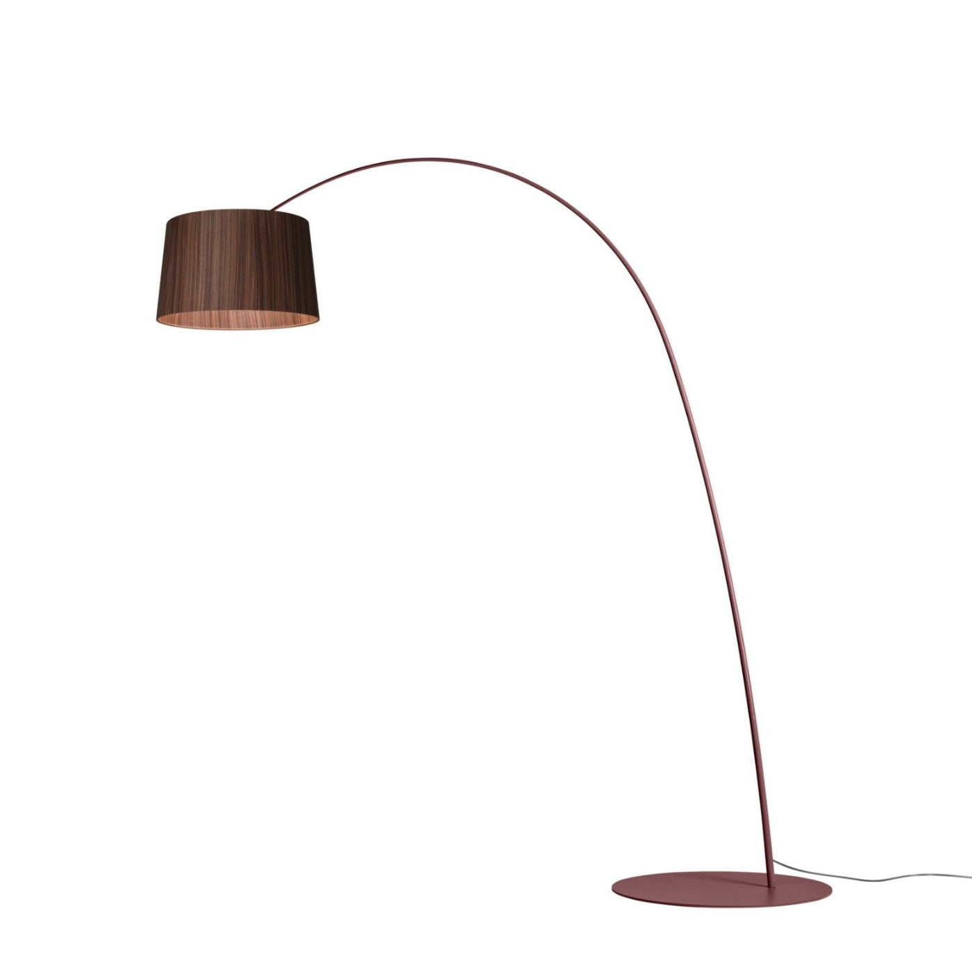 TWIGGY WOOD - LED arc floor lamp with metal base and oak lampshade.