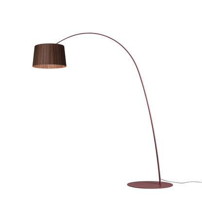 TWIGGY WOOD - LED arc floor lamp with metal base and oak lampshade.