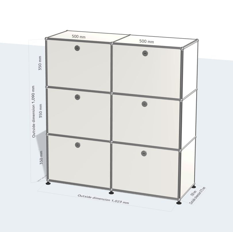 2x3 Module Sideboard (6 Doors) [W(500+500)XD350XH(350+350+350)]