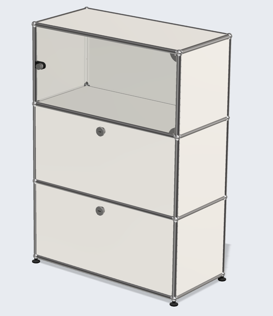 1x3 module highboard (top 1 glass door & bottom 2 doors) [W750XD350XH(350+350+350)]