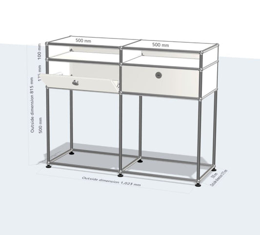2x3 module highboard (2 drop down doors) [W(500+500)XD350XH(500+175+100)]