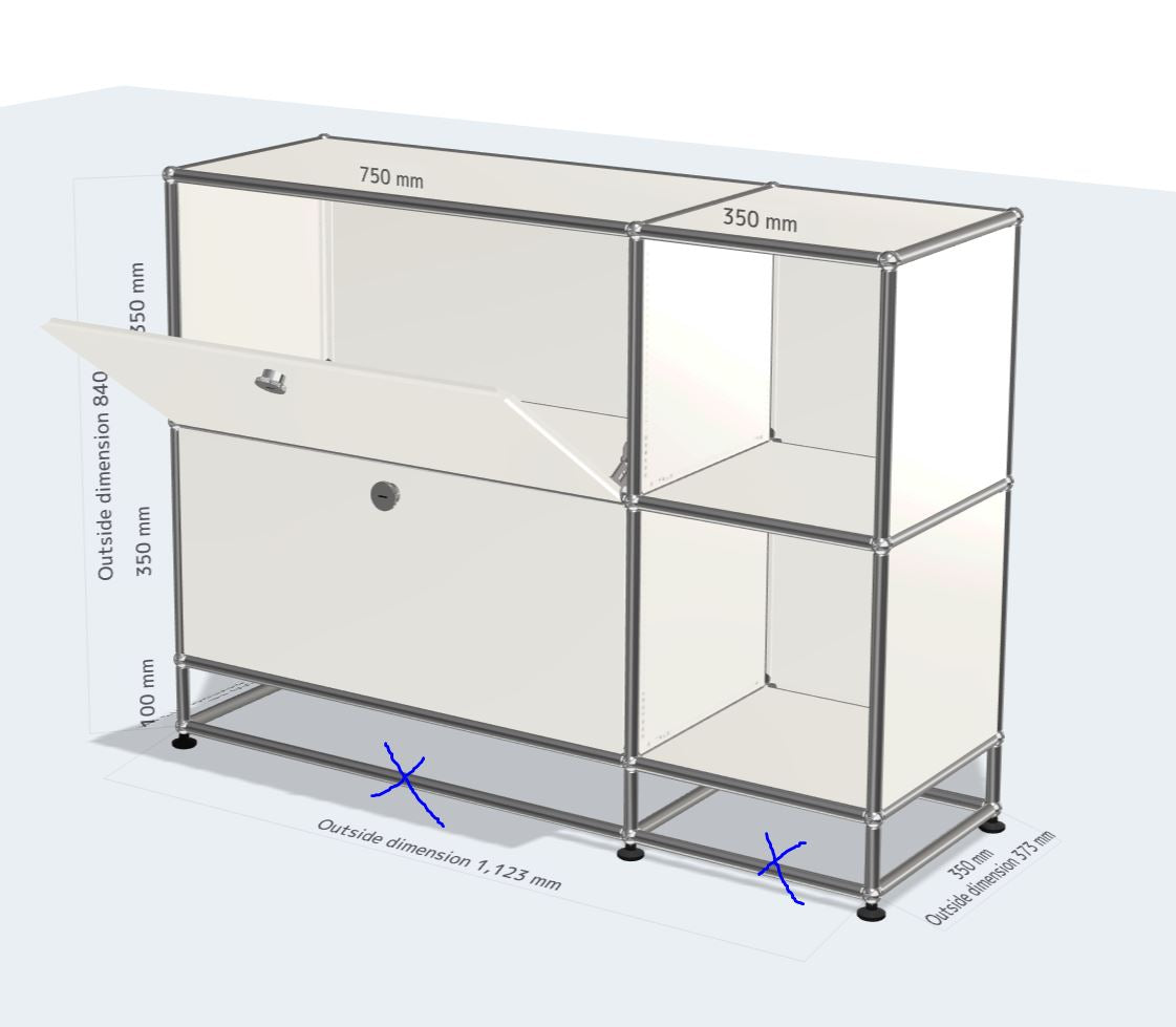 (Custom) 2x3 Module Sideboard (2 Doors) [W1100XD350XH(100+350+350)]