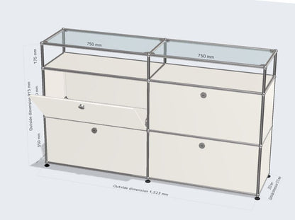 2x3 Module High Board (Lower 4 Doors & 1-1 Panel & Top Glass) [W(750+750)XD350XH(350+350+175)]