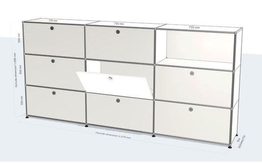 3x3 module highboard (8 drop down doors) [W(750+750+750)XD350XH(350+350+350)]