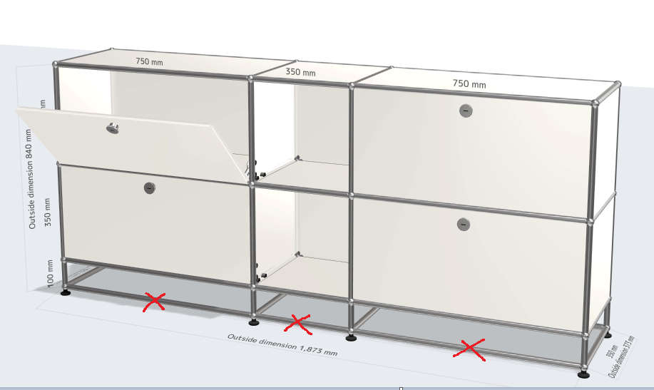 (Custom) 3x3 Module Sideboard (Top 4 Doors) [W1850XD350XH(100+350+350)]