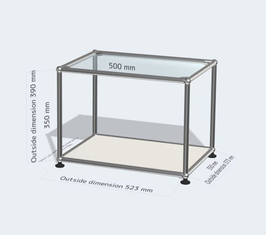1x1 Module Side Table (Open Type, Glass Top) [W500XD350XH350]