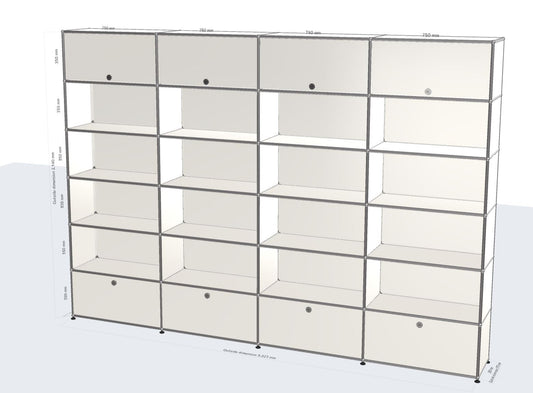 4x6 Module High Board (Top 4 Flip-up Doors, Bottom 4 Drop-down Doors) [W(750+750+750+750)XD350XH(350+350+350+350+350+350)]