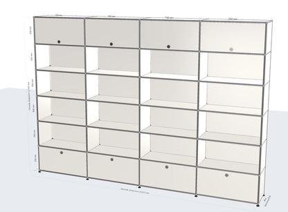 4x5 Module High Board (Top 4 Flip-up Doors, Bottom 4 Drop-down Doors) [W(750+750+750+750)XD350XH(350+350+350+350+350)]