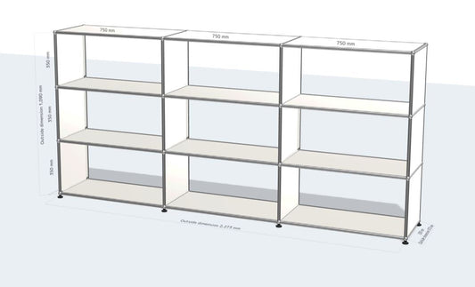 3x3 module highboard (open panel) [W(750+750+750)XD350XH(350+350+350)]