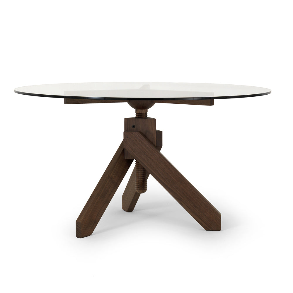VIDUN - Round wood and glass table.