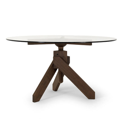 VIDUN - Round wood and glass table.