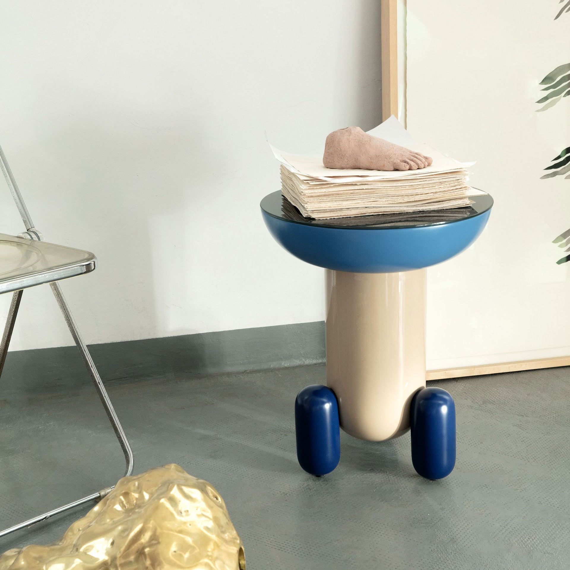 Round glass-fibre side table EXPLORER 1 by Bd Barcelona Design #Multicolor Beige - V2