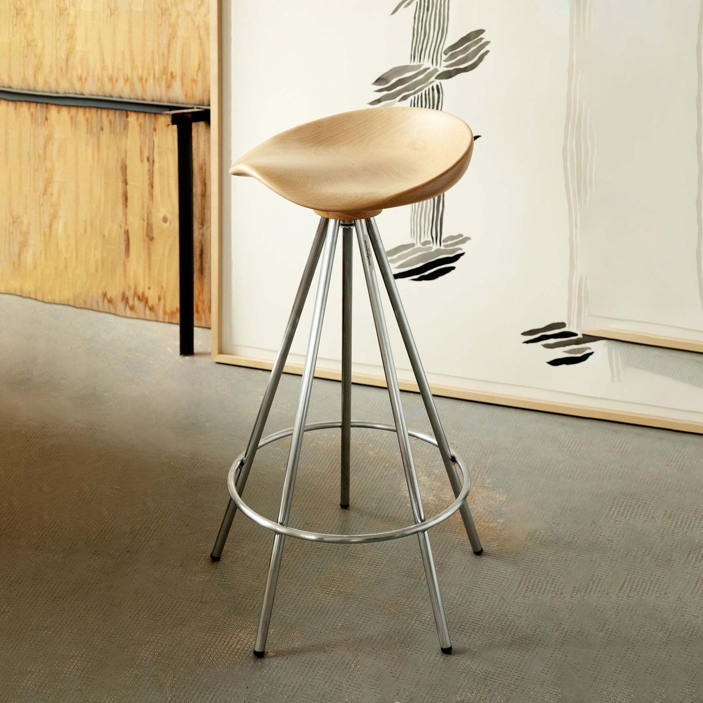 Barstool Jamaica by Bd Barcelona Design #Chromed Steel / Beech seat