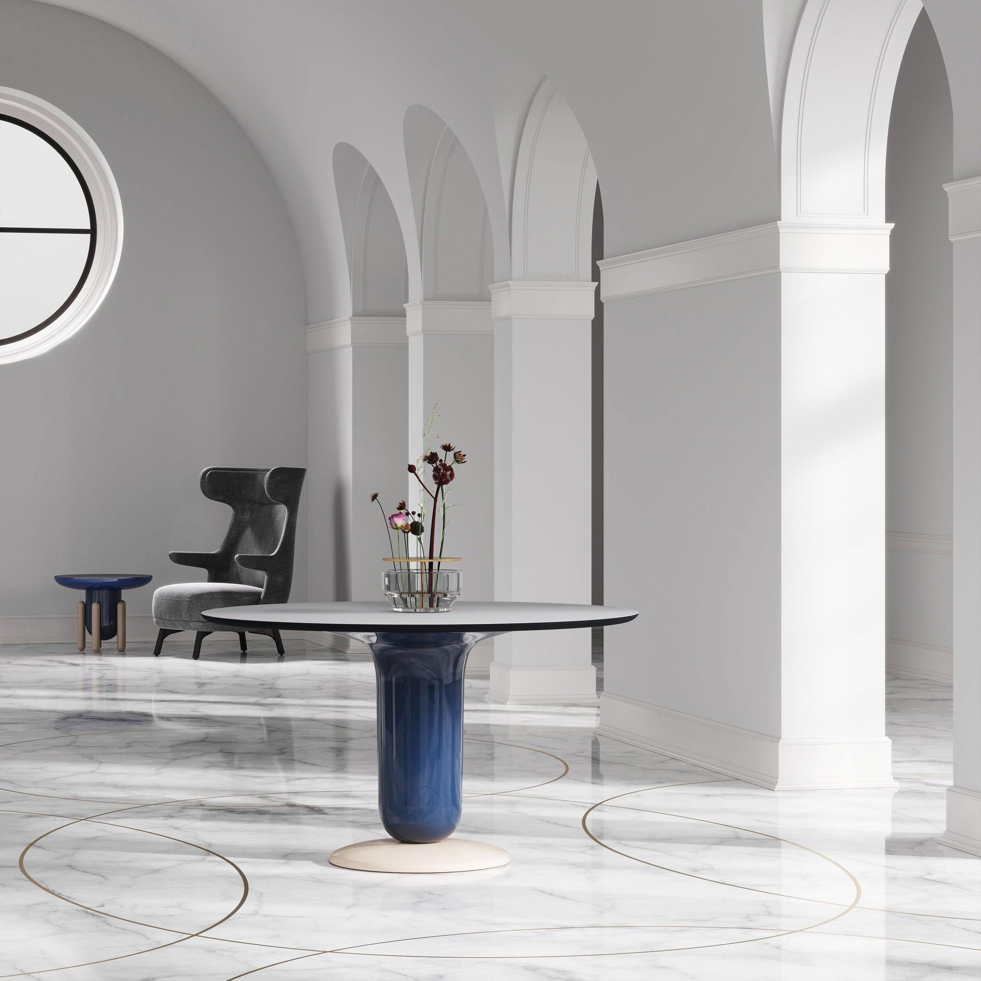 Round Glass-Fibre Table Explorer 4 by Bd Barcelona Design #Blue